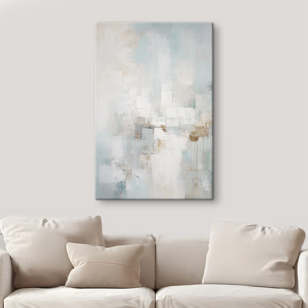Painting of a white and blue background Painting of a white and blue background