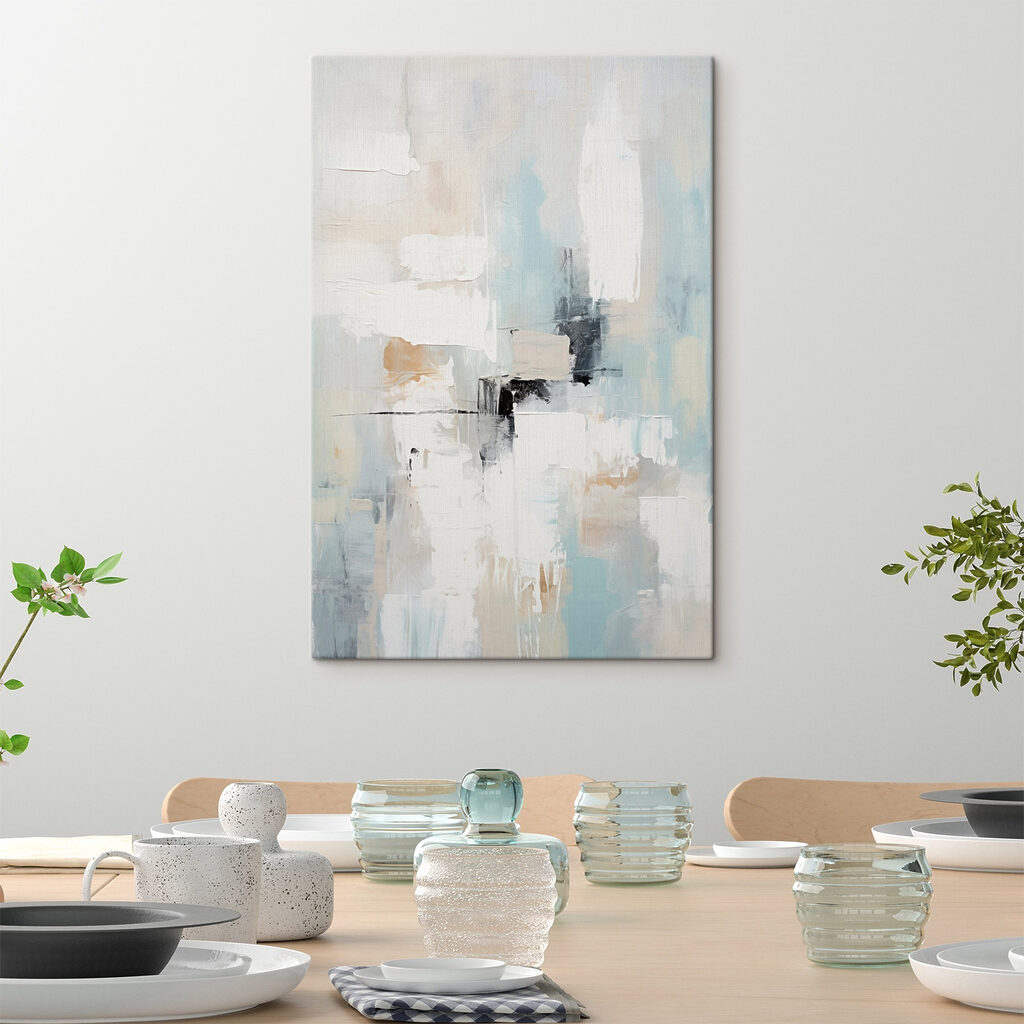 Painting of white and blue Painting of white and blue
