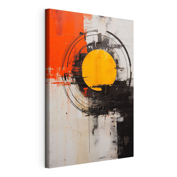Schilderij van een cirkel met een gele cirkel in het midden Canvas Schilderijen Schilderij van een cirkel met een gele cirkel in het midden
