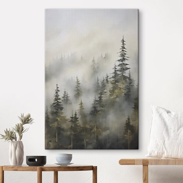 Canvas Schilderijen Canvas Schilderijen Mistig bos met bomen (Artikelnummer: s46671)