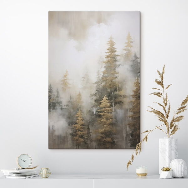 Canvas Schilderijen Canvas Schilderijen Mistig bos met bomen (Artikelnummer: s46672)