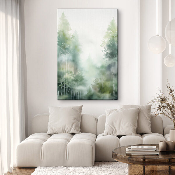 Canvas Schilderijen Canvas Schilderijen Schilderij van bomen in de mist (Artikelnummer: s46689)