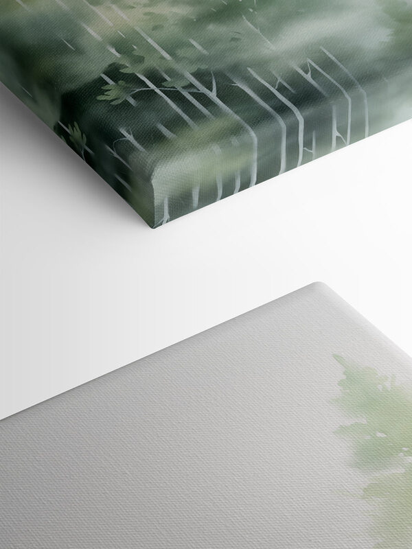 Painting of trees in the fog