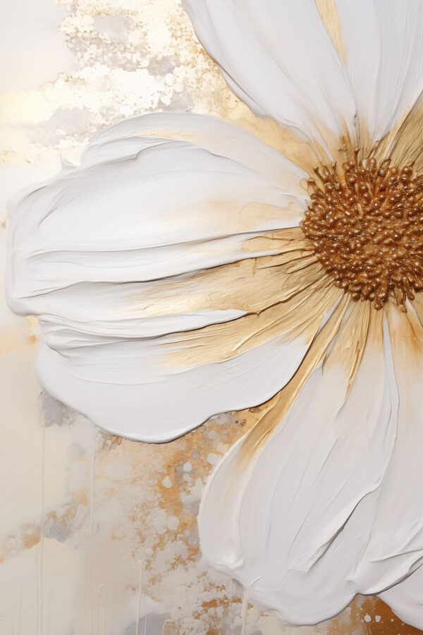 Large white flower with golden accents
