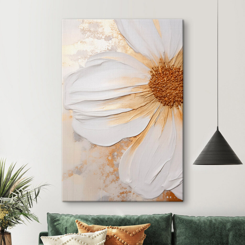 Large white flower with golden accents