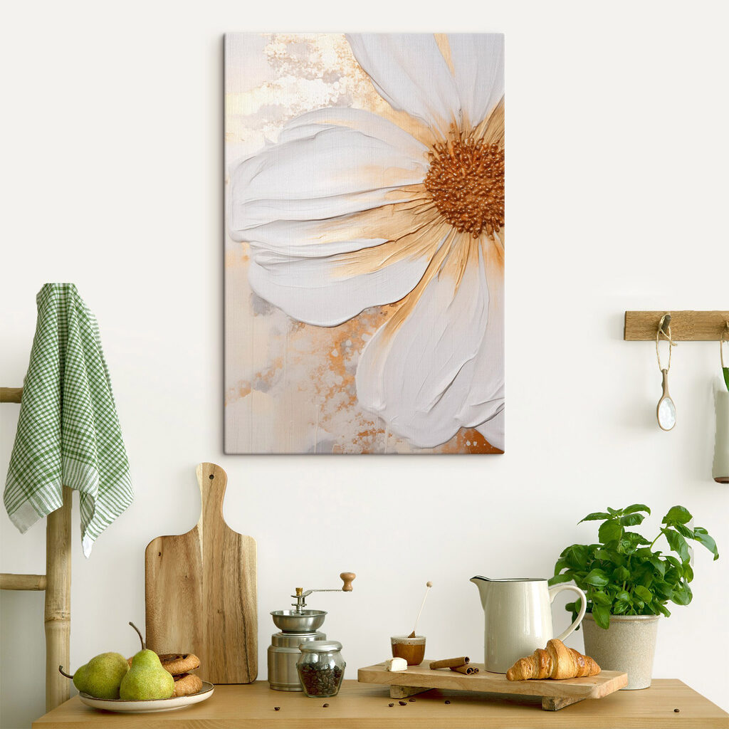 Large white flower with golden accents