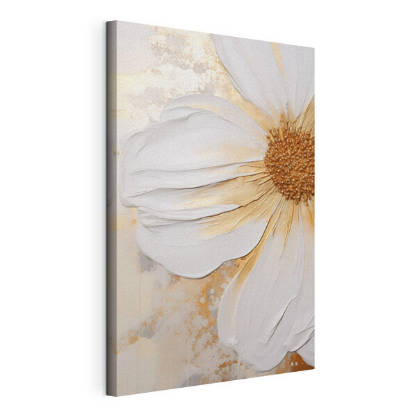Grote witte bloem met gouden accenten Canvas Schilderijen Grote witte bloem met gouden accenten