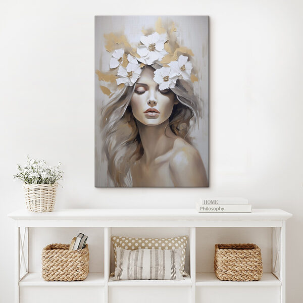 Canvas Schilderijen Canvas Schilderijen Schilderij van een vrouw met bloemen in haar haar (Artikelnummer: s46757)