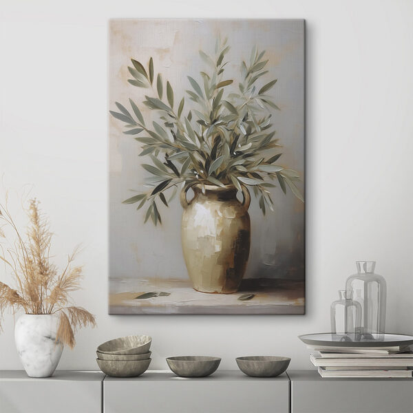 Canvas Schilderijen Schilderij van een plant in een vaas