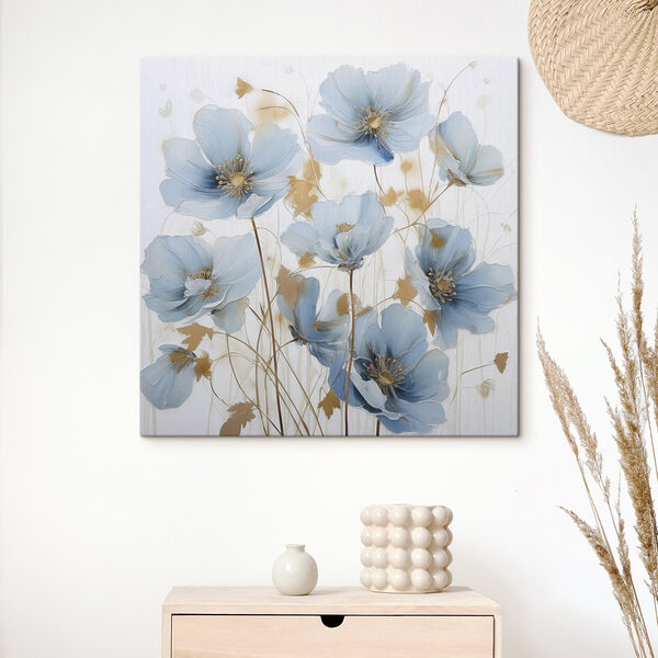 Canvas Schilderijen Schilderij van bloemen op een witte achtergrond