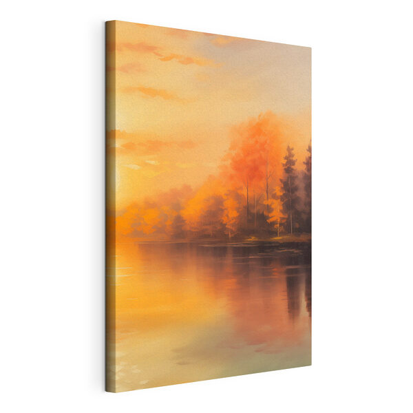 Canvas Schilderijen Canvas Schilderijen Aquarel van bomen en een meer (Artikelnummer: s46772)