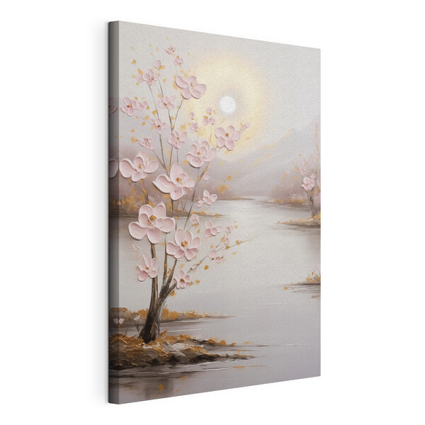Canvas Schilderijen Canvas Schilderijen Schilderij van een boom met roze bloemen (Artikelnummer: s46839)
