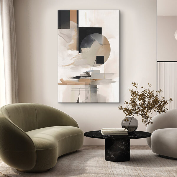 Canvas Schilderijen Schilderij van een cirkel en vierkanten
