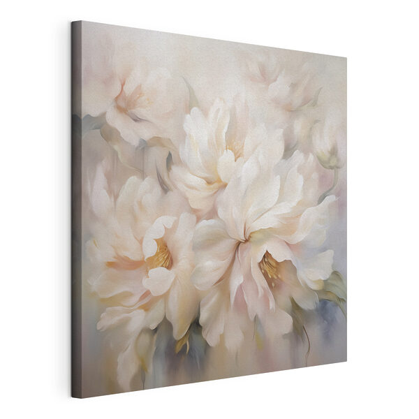 Canvas Schilderijen Schilderij van bloemen op een witte achtergrond