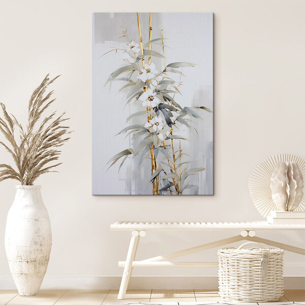 Canvas Schilderijen Canvas Schilderijen Schilderij van een plant met witte bloemen (Artikelnummer: s47039)