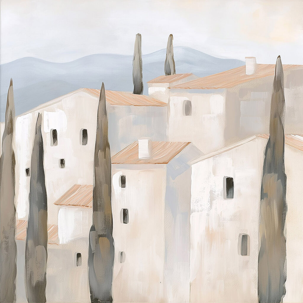 Painting of a group of buildings