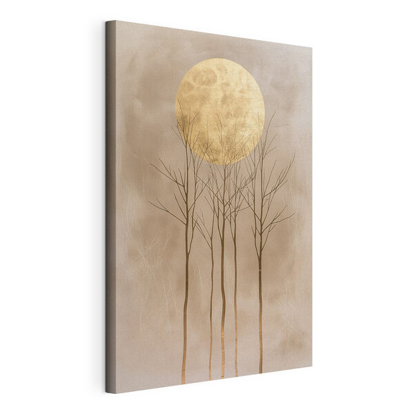 Canvas Schilderijen Canvas Schilderijen Een groep bomen met een grote gele maan (Artikelnummer: s47083)