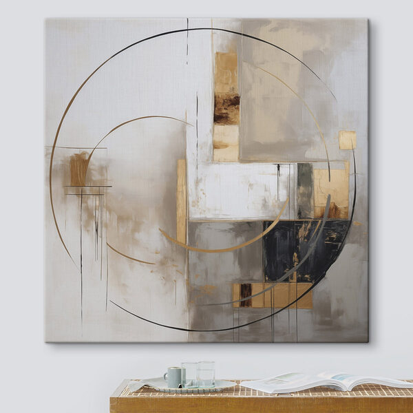 Canvas Schilderijen Schilderij van een cirkel en vierkanten