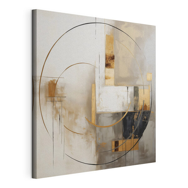 Schilderij van een cirkel en vierkanten Canvas Schilderijen Schilderij van een cirkel en vierkanten