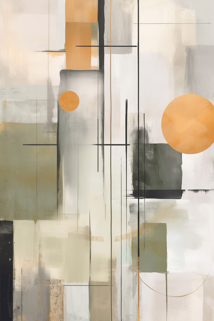Painting of a white and grey art Painting of a white and grey art