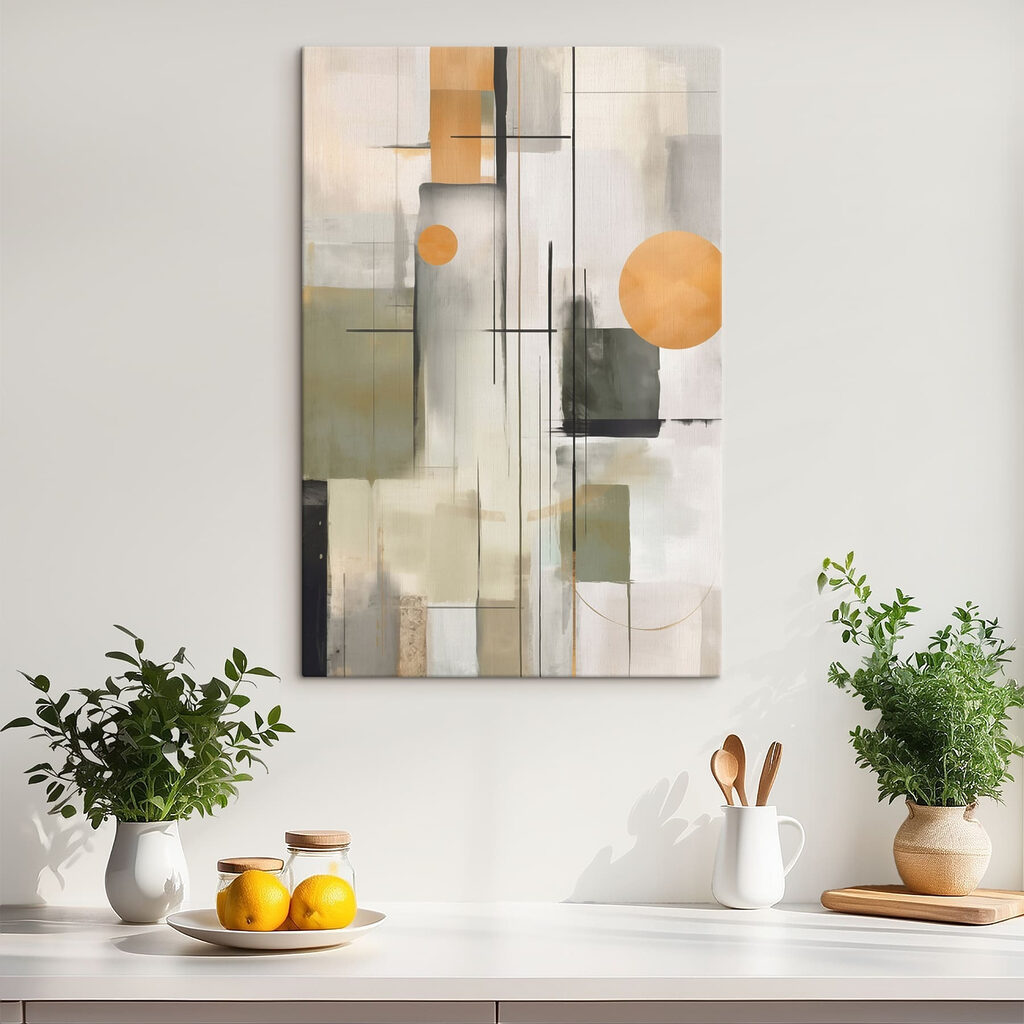 Painting of a white and grey art Painting of a white and grey art