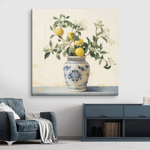 Vase with lemons in it