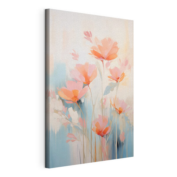 Canvas Schilderijen Canvas Schilderijen Schilderij van bloemen op een blauwe achtergrond (Artikelnummer: s46930)