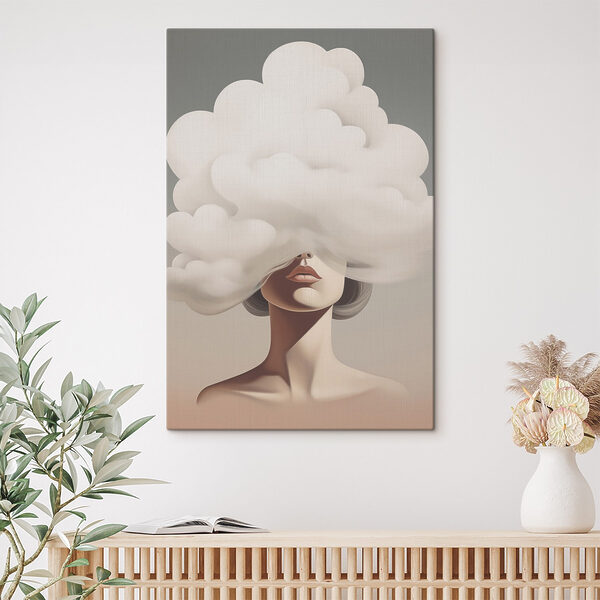Canvas Schilderijen Canvas Schilderijen Vrouw met een wolk die haar gezicht bedekt (Artikelnummer: s47337)