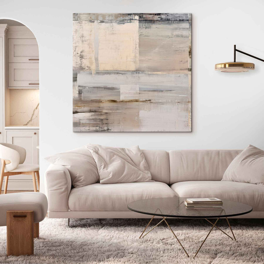 Painting of a white and brown rectangular object