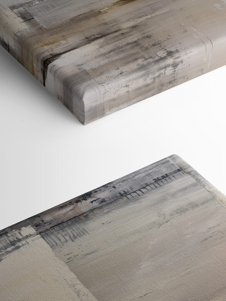 Painting of a white and brown rectangular object