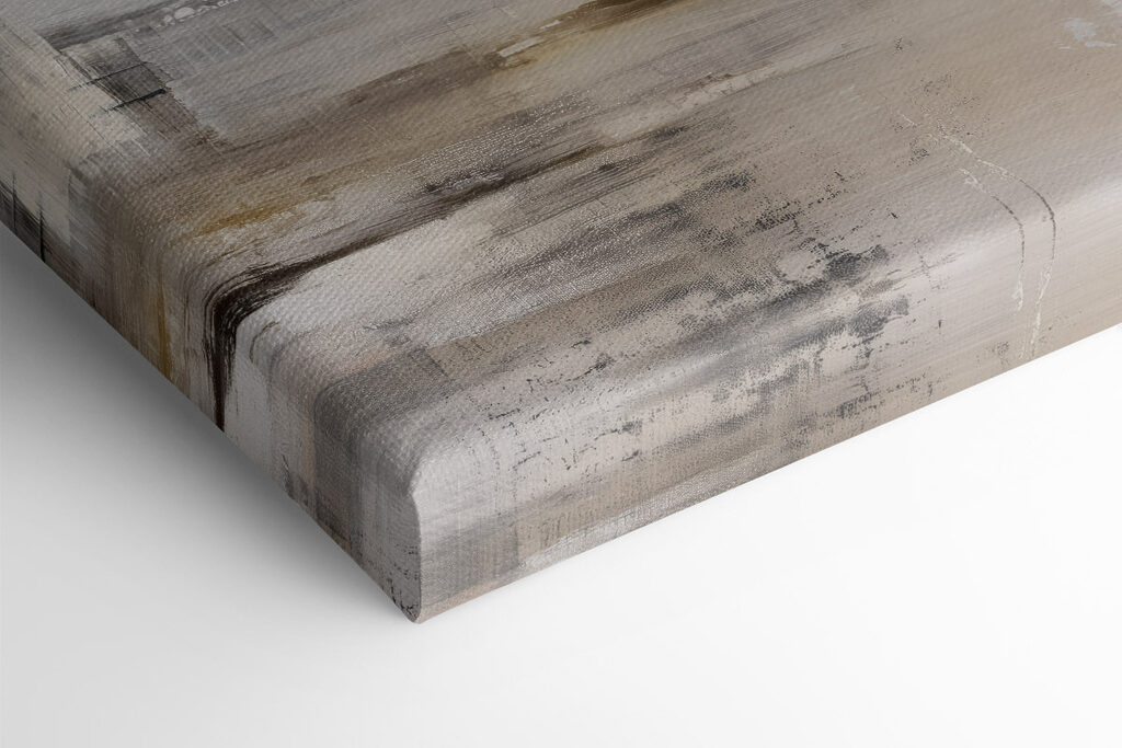 Painting of a white and brown rectangular object