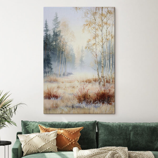 Canvas Schilderijen Canvas Schilderijen Schilderij van een bos met bomen en mist (Artikelnummer: s47130)