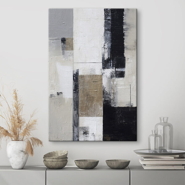 Canvas Schilderijen Canvas Schilderijen Schilderij van een wit en zwart rechthoekig voorwerp (Artikelnummer: s47133)