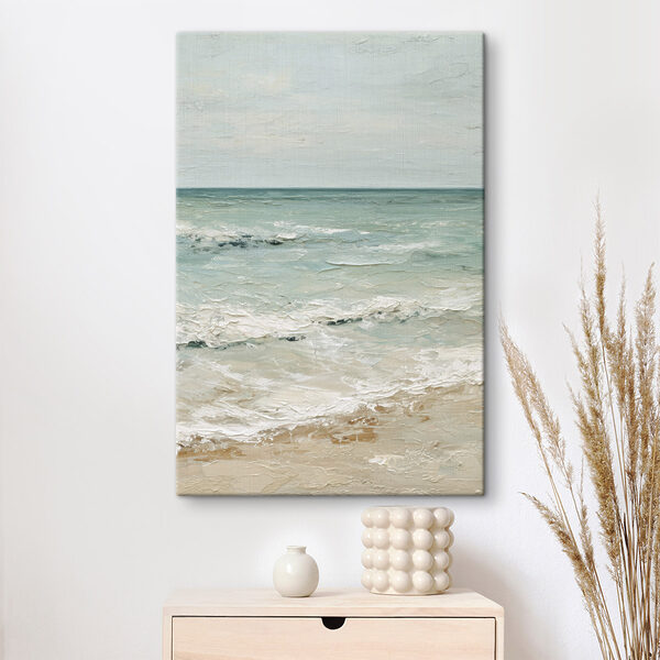 Canvas Schilderijen Strand met golven en zand