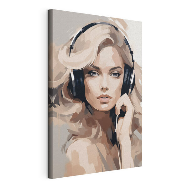 Canvas Schilderijen Vrouw met een koptelefoon op (Artikelnummer: s47410) Canvas Schilderijen Canvas Schilderijen Vrouw met een koptelefoon op (Artikelnummer: s47410)