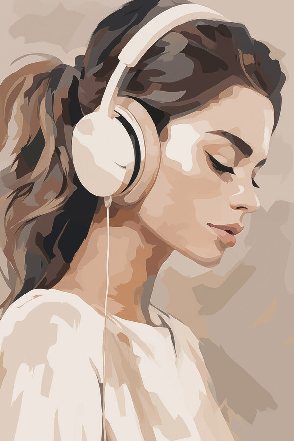 Woman wearing headphones Woman wearing headphones