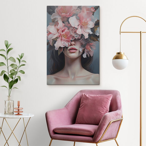 Canvas Schilderijen Canvas Schilderijen Vrouw met bloemen op haar gezicht (Artikelnummer: s47489)