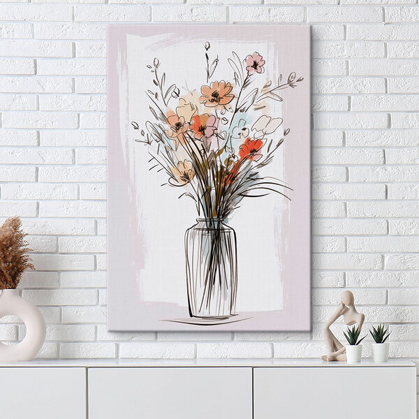 Canvas Schilderijen Canvas Schilderijen Tekening van bloemen in een vaas (Artikelnummer: s47495)