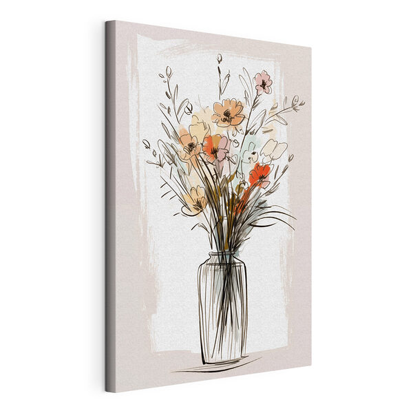 Canvas Schilderijen Canvas Schilderijen Tekening van bloemen in een vaas (Artikelnummer: s47495)