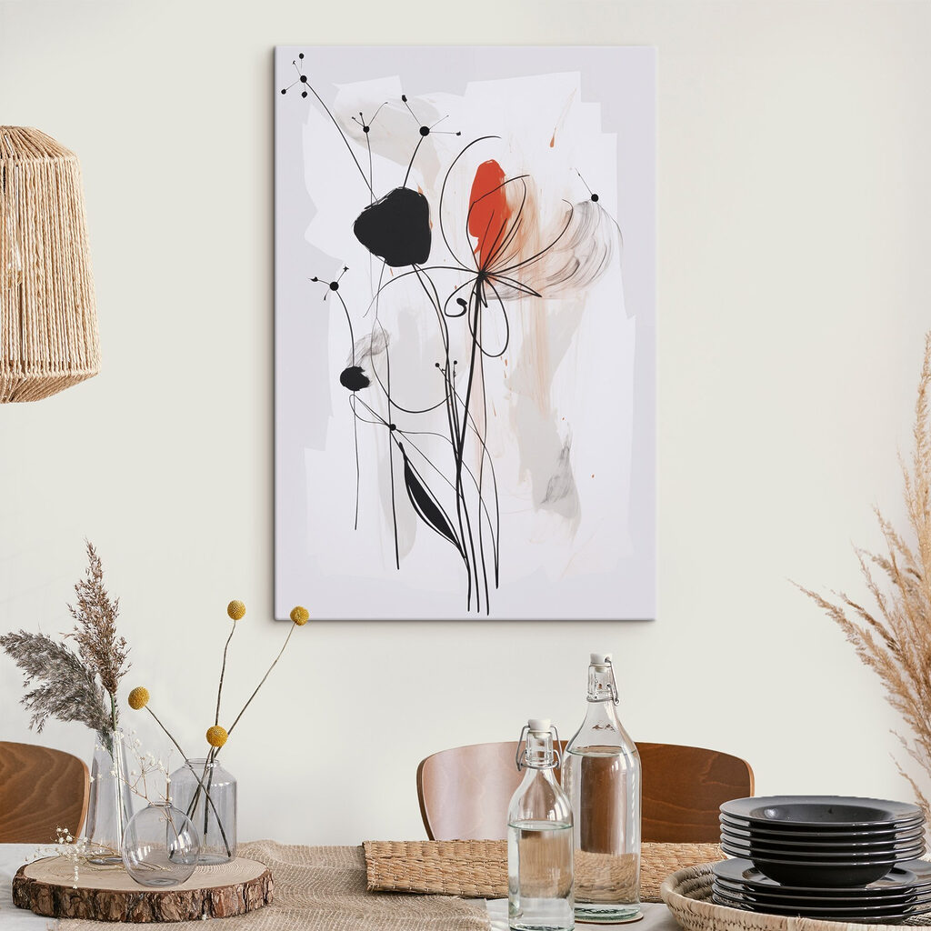 Painting of flowers and lines