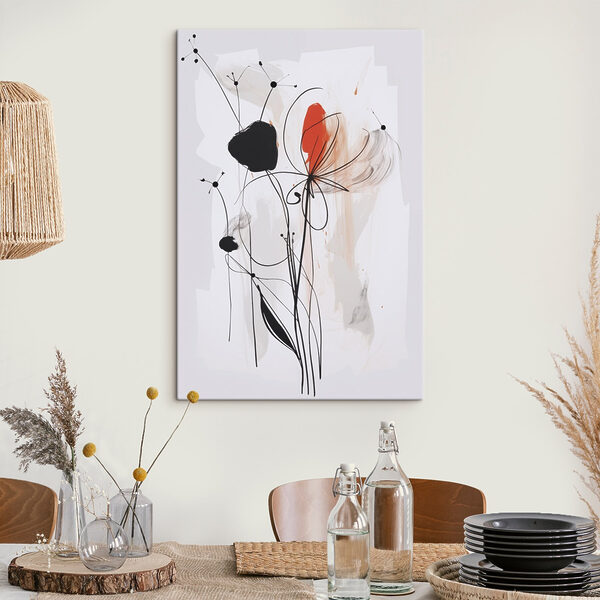 Canvas Schilderijen Canvas Schilderijen Schilderij van bloemen en lijnen (Artikelnummer: s47501)