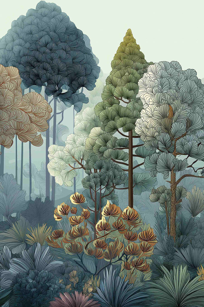 Painting of trees and plants