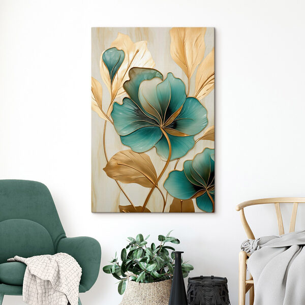 Canvas Schilderijen Elegante bloemen in levendige kleuren
