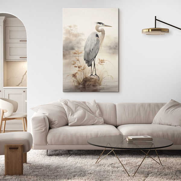 Canvas Schilderijen Vogel die op een rots staat