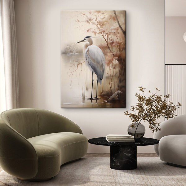 Canvas Schilderijen Vogel die in het water staat
