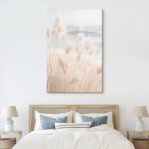 Canvas Schilderijen Zachte golven kussen het zandstrand