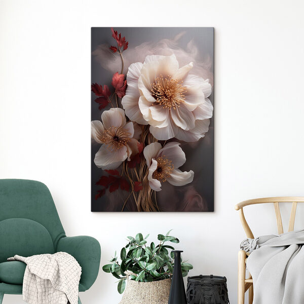 Canvas Schilderijen Canvas Schilderijen - Elegante bloemmotieven in zachte tinten (Artikelnummer: s47434)