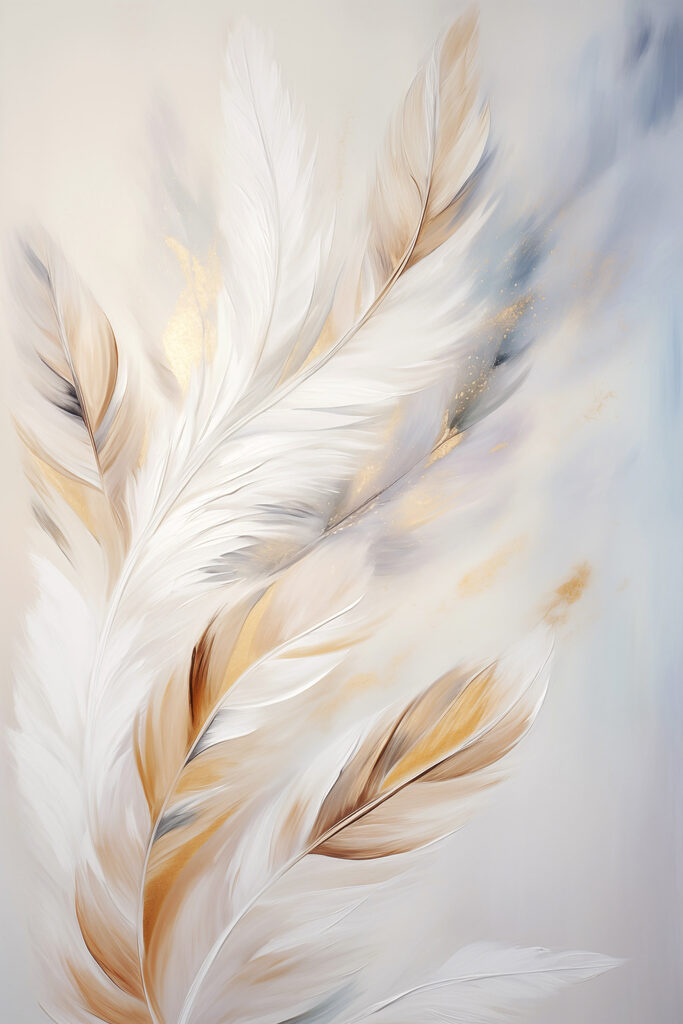 Soft feathers in warm hues blending