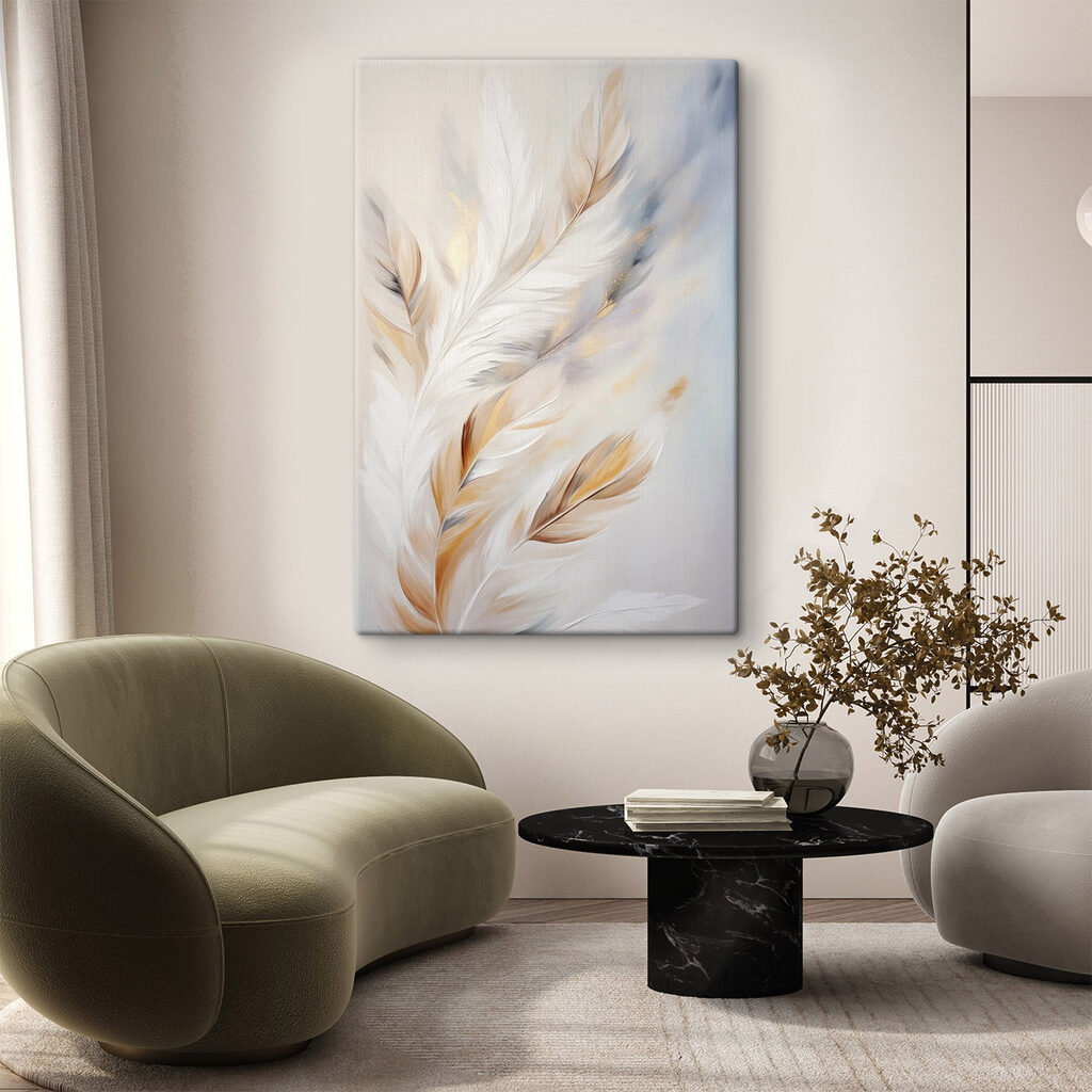 Soft feathers in warm hues blending