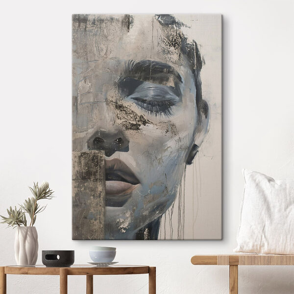 Canvas Schilderijen Schilderij van het gezicht van een man